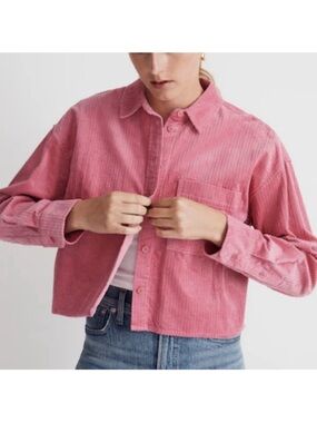 Madewell Variegated Corduroy Button-Up Shirt Jacket Pink Size XS